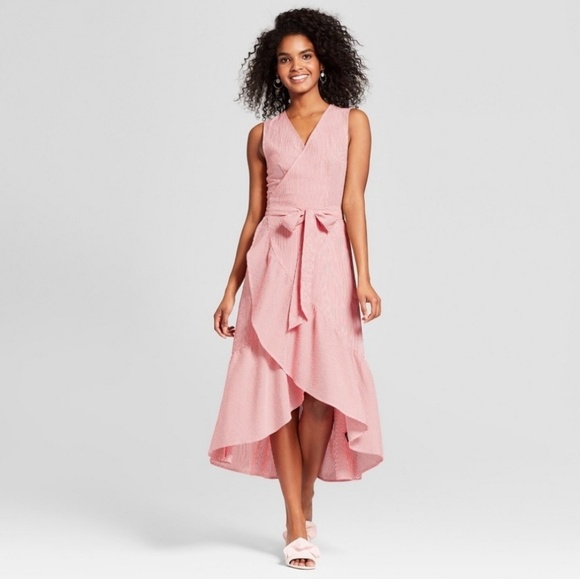 midi ruffle wrap dress